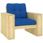 vidaXL Silla de jardín y cojines azul royal madera pino impregnada vidaXL Silla de jardín y cojines azul royal madera pino impregnada