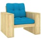 vidaXL Silla de jardín y cojines azul madera pino impregnada vidaXL Silla de jardín y cojines azul madera pino impregnada
