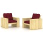 vidaXL Silla de jardín cojines 2 uds vino tinto madera pino impregnada vidaXL Silla de jardín cojines 2 uds vino tinto madera pino impregnada