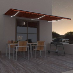 vidaXL Toldo automático LED sensor de viento naranja marrón 600x300 cm