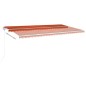 vidaXL Toldo automático LED sensor de viento naranja marrón 600x300 cm vidaXL Toldo automático LED sensor de viento naranja marrón 600x300 cm