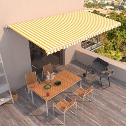 vidaXL Toldo retráctil automático amarillo y blanco 600x350 cm