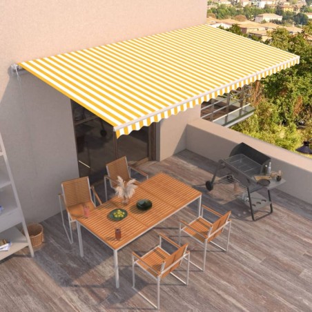 vidaXL Toldo retráctil automático amarillo y blanco 600x350 cm