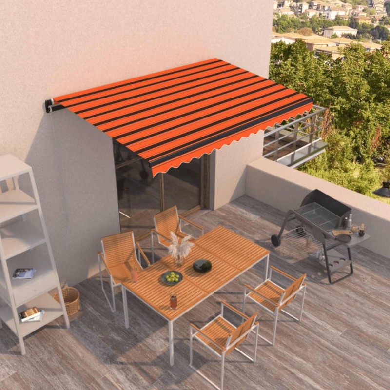 vidaXL Toldo retráctil manual naranja y marrón 450x350 cm vidaXL Toldo retráctil manual naranja y marrón 450x350 cm