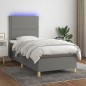vidaXL Cama box spring colchón y luces LED tela gris oscuro 90x190 cm vidaXL Cama box spring colchón y luces LED tela gris oscuro 90x190 cm