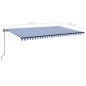 vidaXL Toldo manual retráctil con LED azul y blanco 500x350 cm