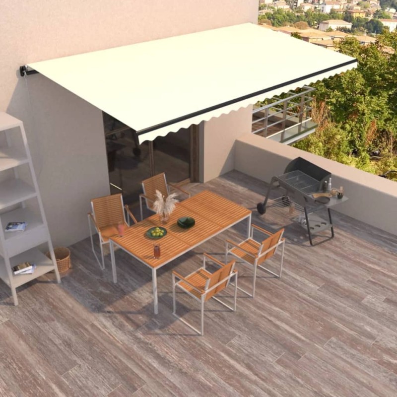 vidaXL Toldo retráctil manual color crema 600x350 cm vidaXL Toldo retráctil manual color crema 600x350 cm