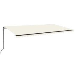 vidaXL Toldo retráctil manual con luz LED color crema 600x350 cm