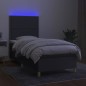 vidaXL Cama box spring colchón y luces LED tela gris oscuro 90x190 cm vidaXL Cama box spring colchón y luces LED tela gris oscuro 90x190 cm