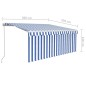 vidaXL Toldo retráctil manual con persiana y LED azul y blanco 3x2,5 m vidaXL Toldo retráctil manual con persiana y LED azul y blanco 3x2,5 m