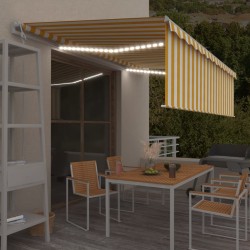 vidaXL Toldo automático persiana, LED y sensor de viento amarillo 5x3m 