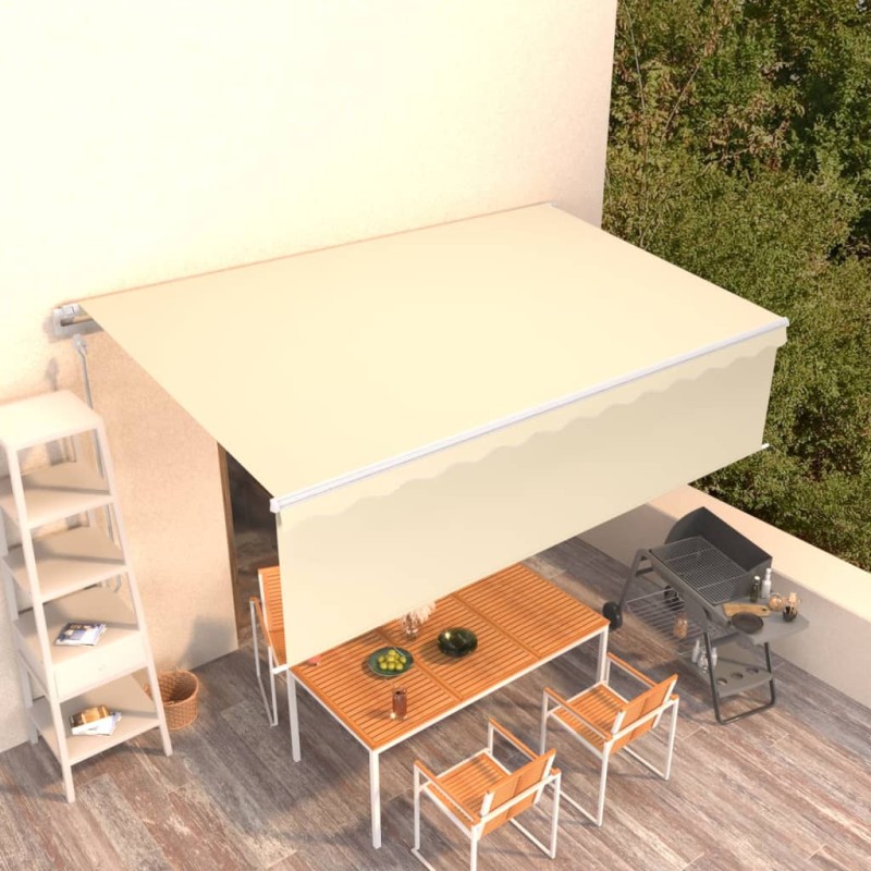 vidaXL Toldo retráctil manual con persiana crema 5x3 m vidaXL Toldo retráctil manual con persiana crema 5x3 m