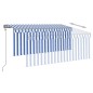 vidaXL Toldo automático persiana LED sensor viento azul blanco 3x2,5m vidaXL Toldo automático persiana LED sensor viento azul blanco 3x2,5m