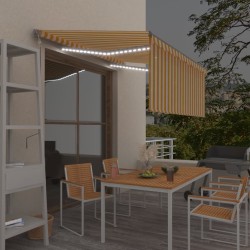 vidaXL Toldo automático persiana LED sensor amarillo blanco 3x2,5 m  