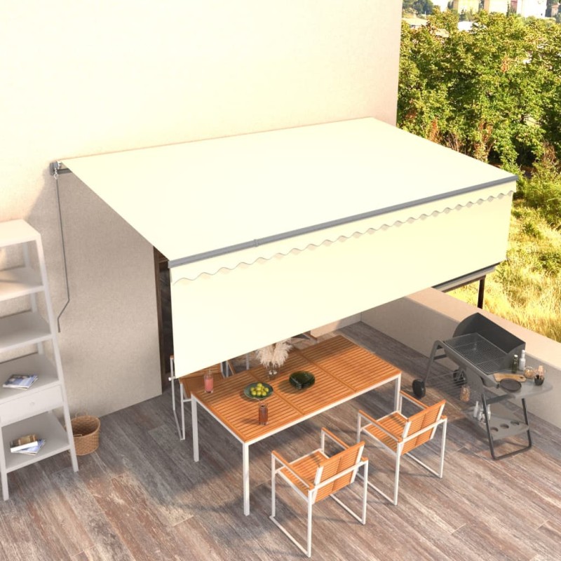 vidaXL Toldo retráctil manual con persiana crema 5x3 m vidaXL Toldo retráctil manual con persiana crema 5x3 m