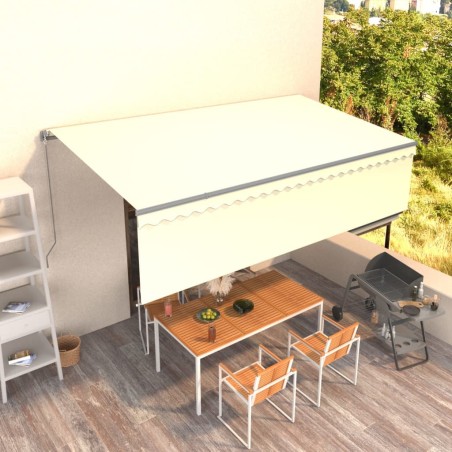 vidaXL Toldo retráctil manual con persiana crema 5x3 m