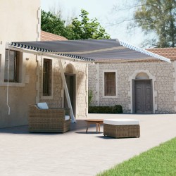 vidaXL Toldo de pie automático azul y blanco 500x300 cm