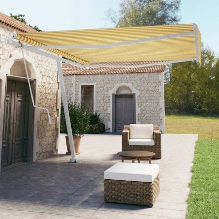 vidaXL Toldo de pie automático amarillo y blanco 400x350 cm