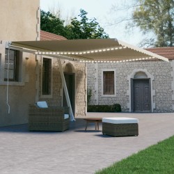 vidaXL Toldo automático con LED y sensor de viento crema 500x300 cm