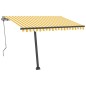 vidaXL Toldo automático LED sensor de viento amarillo blanco 300x250cm vidaXL Toldo automático LED sensor de viento amarillo blanco 300x250cm