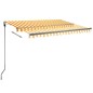 vidaXL Toldo automático LED sensor de viento amarillo blanco 300x250cm vidaXL Toldo automático LED sensor de viento amarillo blanco 300x250cm