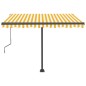 vidaXL Toldo automático LED sensor de viento amarillo blanco 300x250cm vidaXL Toldo automático LED sensor de viento amarillo blanco 300x250cm