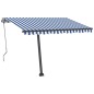 vidaXL Toldo automático LED sensor de viento azul y blanco 300x250 cm vidaXL Toldo automático LED sensor de viento azul y blanco 300x250 cm