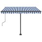vidaXL Toldo automático LED sensor de viento azul y blanco 300x250 cm vidaXL Toldo automático LED sensor de viento azul y blanco 300x250 cm