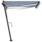 vidaXL Toldo automático LED sensor de viento azul y blanco 300x250 cm vidaXL Toldo automático LED sensor de viento azul y blanco 300x250 cm