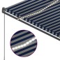 vidaXL Toldo automático LED sensor de viento azul y blanco 300x250 cm vidaXL Toldo automático LED sensor de viento azul y blanco 300x250 cm