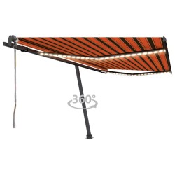 vidaXL Toldo automático LED sensor de viento naranja marrón 450x350 cm