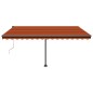 vidaXL Toldo automático LED sensor de viento naranja marrón 450x350 cm