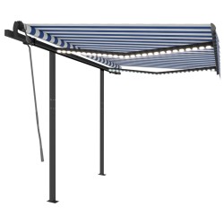 vidaXL Toldo automático con LED sensor de viento azul y blanco 3x2,5 m