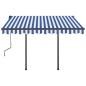 vidaXL Toldo automático con LED sensor de viento azul y blanco 3x2,5 m vidaXL Toldo automático con LED sensor de viento azul y blanco 3x2,5 m