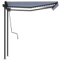 vidaXL Toldo automático con LED sensor de viento azul y blanco 3x2,5 m vidaXL Toldo automático con LED sensor de viento azul y blanco 3x2,5 m