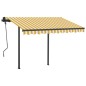 vidaXL Toldo automático LED sensor de viento amarillo y blanco 3x2,5 m vidaXL Toldo automático LED sensor de viento amarillo y blanco 3x2,5 m
