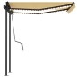 vidaXL Toldo automático LED sensor de viento amarillo y blanco 3x2,5 m vidaXL Toldo automático LED sensor de viento amarillo y blanco 3x2,5 m