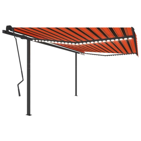 vidaXL Toldo automático LED sensor de viento naranja marrón 4,5x3,5 m