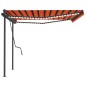 vidaXL Toldo automático LED sensor de viento naranja marrón 4,5x3,5 m vidaXL Toldo automático LED sensor de viento naranja marrón 4,5x3,5 m