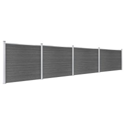 vidaXL Set de paneles de valla WPC negro 699x146 cm  