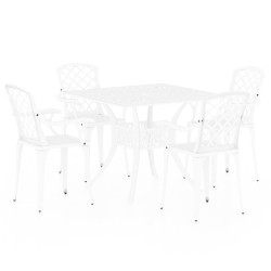 vidaXL Mesa y sillas de bistró 5 piezas aluminio fundido blanco