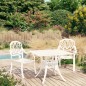 vidaXL Mesa y sillas de bistró 3 piezas aluminio fundido blanco vidaXL Mesa y sillas de bistró 3 piezas aluminio fundido blanco