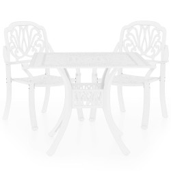 vidaXL Mesa y sillas de bistró 3 piezas aluminio fundido blanco