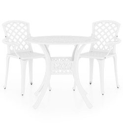 vidaXL Mesa y sillas de bistró 3 piezas aluminio fundido blanco