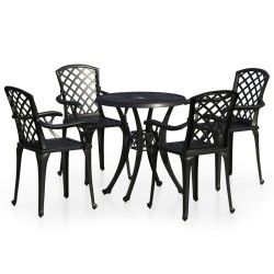 vidaXL Mesa y sillas de bistró 5 piezas aluminio fundido negro