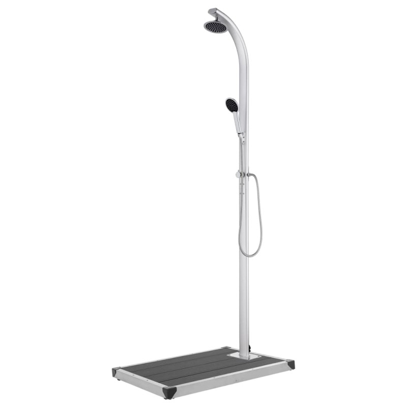 vidaXL Ducha de jardín con base gris 220 cm aluminio vidaXL Ducha de jardín con base gris 220 cm aluminio