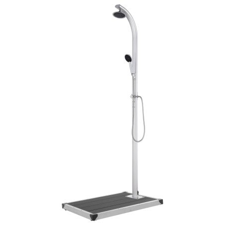 vidaXL Ducha de jardín con base gris 220 cm aluminio 