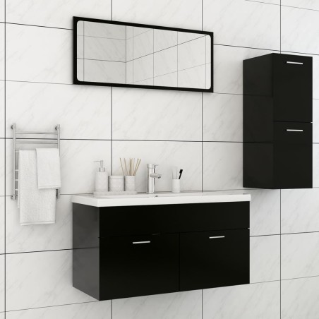 vidaXL Juego de muebles de baño madera de ingeniería negro