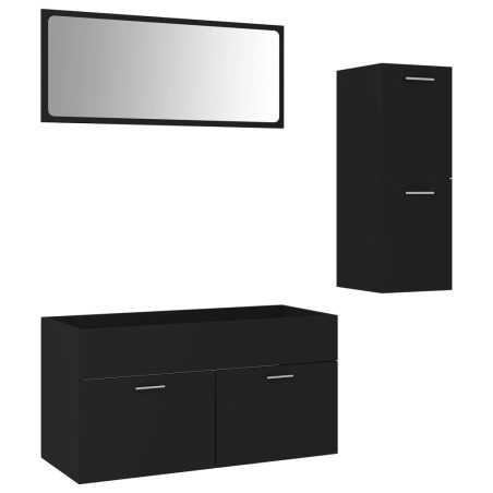 vidaXL Juego de muebles de baño madera de ingeniería negro