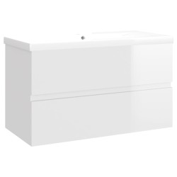 vidaXL Mueble con lavabo madera de ingeniería blanco brillo